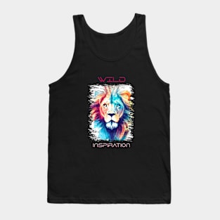 Lion Wild Nature Animal Colors Art Painting Tank Top